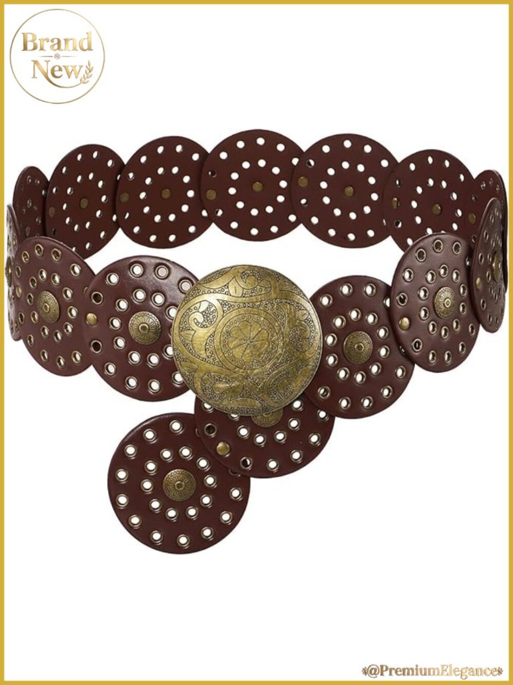 Western Leather Belt Concho Cowgirl Wide Boho Waist Belt for Dress